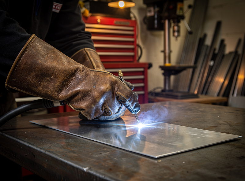 Welder at work in a home shop
