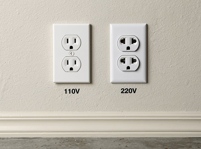 110V standard outlet and 220V outlet in garage wall