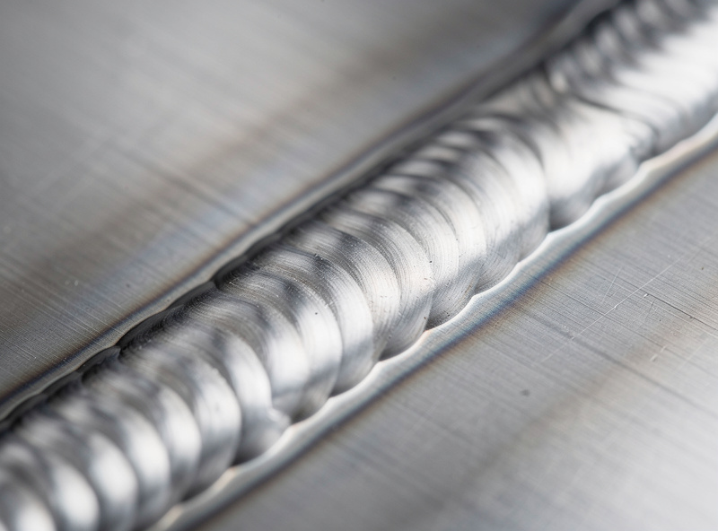 Clean TIG weld bead on stainless steel showing uniform ripples and silver color without discoloration