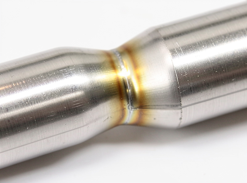 A finished silver-brazed stainless steel joint with a clean bright fillet and slight heat tint