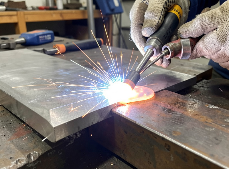 TIG welding a joint between a stainless steel plate and a carbon steel plate with filler rod