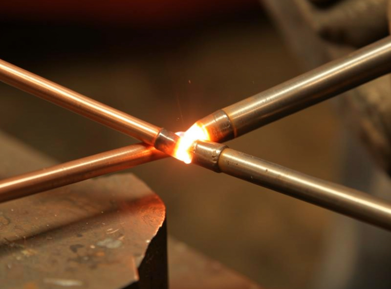 Oxy-acetylene torch brazing a thin steel tube joint with bronze filler rod