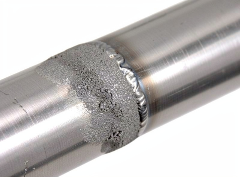 Gray sugared back side of a stainless steel weld from lack of backpurge