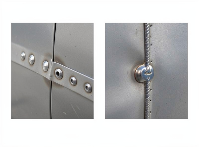 Comparison of plug welds on a lap joint versus a stitch-welded butt seam on car panels